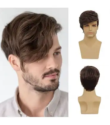 picture کلاه گیس (پوستیژ) مردانه ویویج کوتاه قهو ه ای جلو حالت دار Wiwige Mens Short Brown Wig