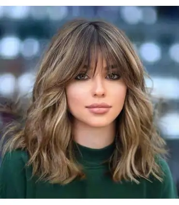 picture کلاه گیس (پوستیژ) زنانه باب چتری دار مجعد هایلالیت دار قهو ه ای بلوند سون کالر SEVENCOLORS Short Brown Bob Wigs