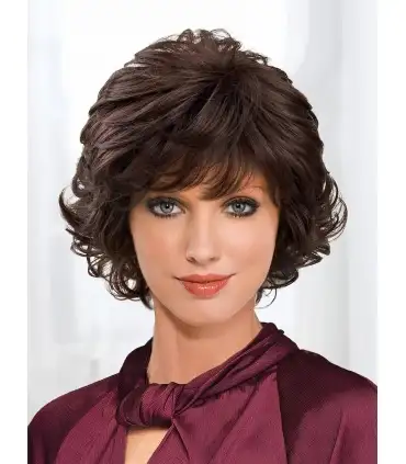 picture کلاه گیس (پوستیژ) زنانه کوتاه قهوه ای تیره مجعد Short Dark Brown Wavy Wig