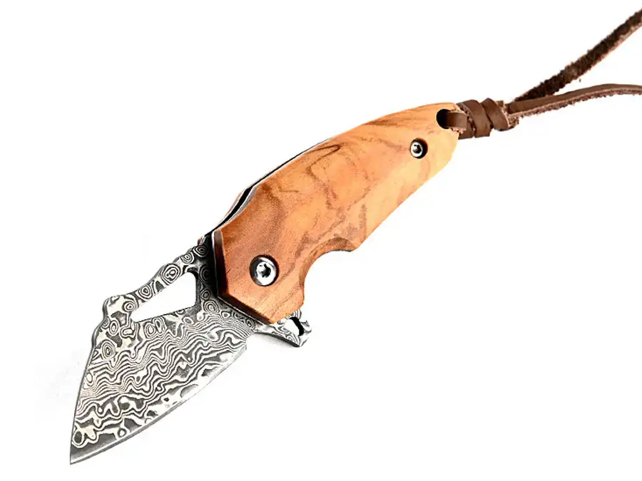 picture چاقو آنباکسینگ تاشو فولادی با دسته چوبی steel sharp pocket knife portable knife