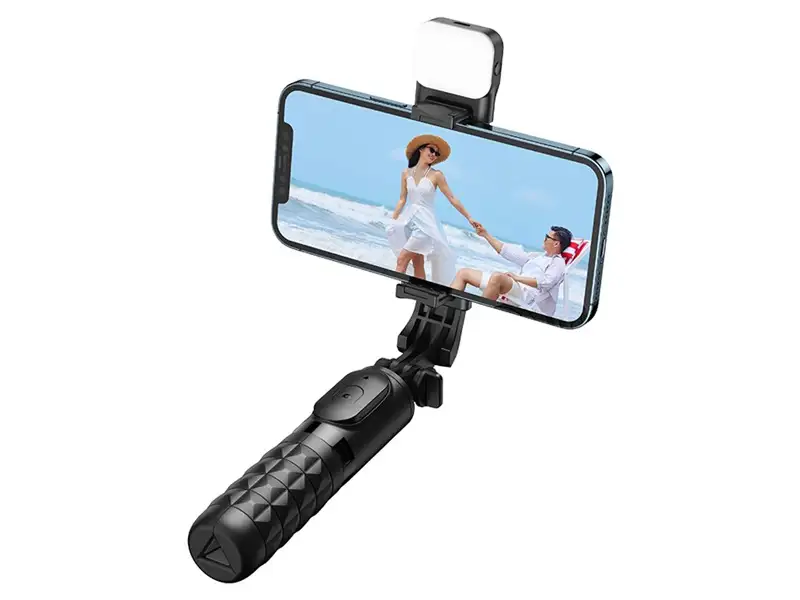 picture مونوپاد سه‌پایه‌دار مک دودو دارای ریموت‌کنترل و نورافشان MCDODO MDD SS-1781 Aluminum Alloy Extendable Rod Selfie
