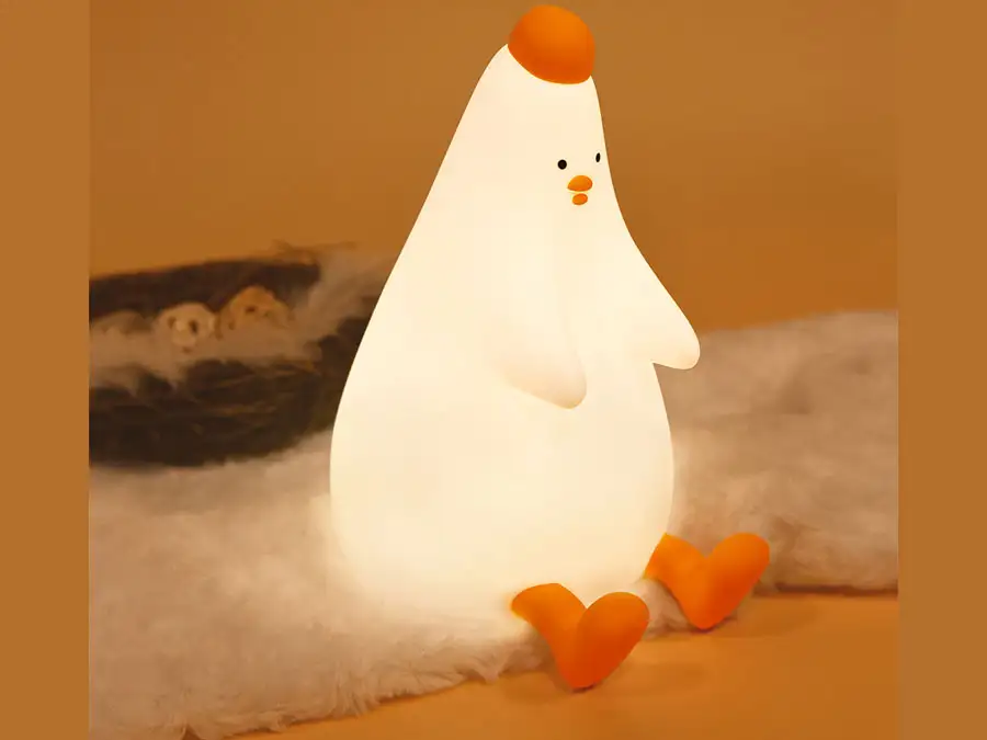 picture چراغ خواب رومیزی فانتزی شارژی کودکانه Cute chicken pat silicone color-changing night light USB rechargeable LED