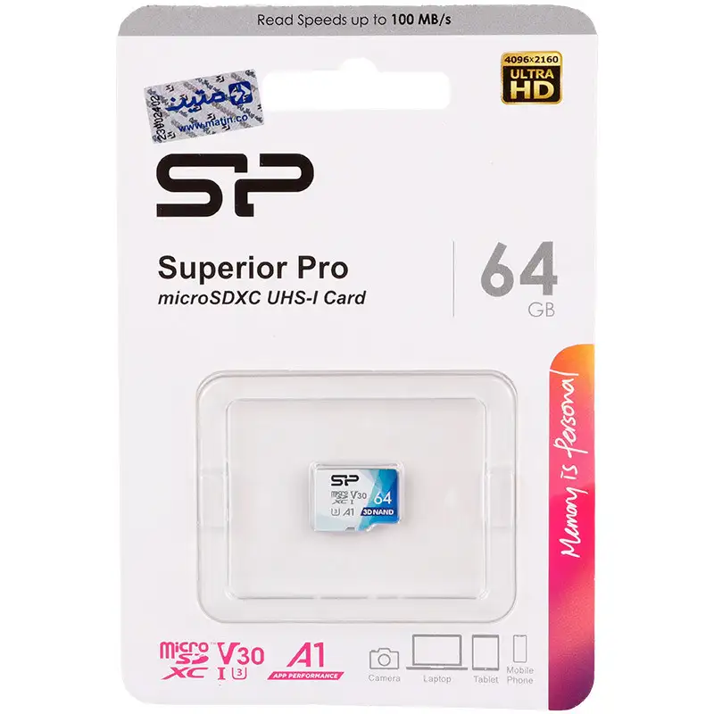 picture رم میکرو 64 گیگ سیلیکون پاور Silicon Power Superior Pro A1 V30 U3 100MB/s
