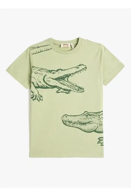 picture تی شرت آستین کوتاه کوتون با کد 5002985452 4756942 ( Baskılı Yeşil Erkek Çocuk T-shirt 3skb10183tk )