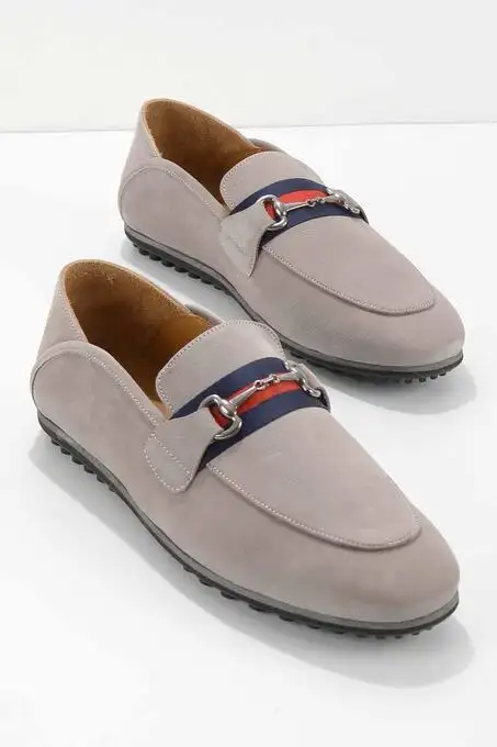 picture کفش کالج بامبی با کد 298826263 ( Gri Nubuk Leather Erkek Loafer Ayakkab? E01901670101 )