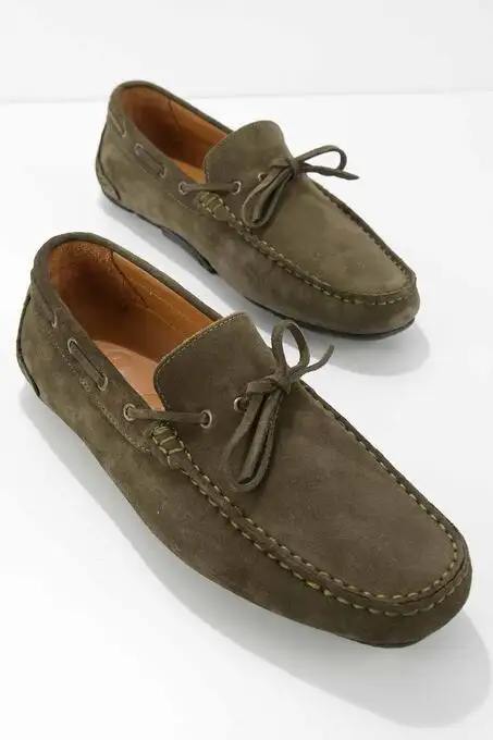 picture کفش کالج بامبی با کد 315935708 ( Haki Süet Leather Erkek Loafer Ayakkab? E01901781002 )