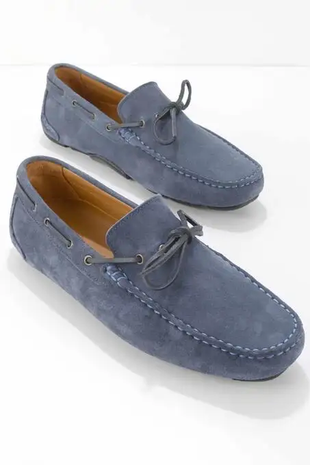 picture کفش کالج بامبی با کد 250461813 ( Indigo Süet Leather Erkek Loafer Ayakkab? E01901781002 )