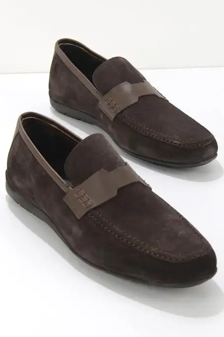 picture کفش کالج بامبی با کد 285443126 ( Kahve Süet Leather Erkek Loafer Ayakkab? E01630267002 )