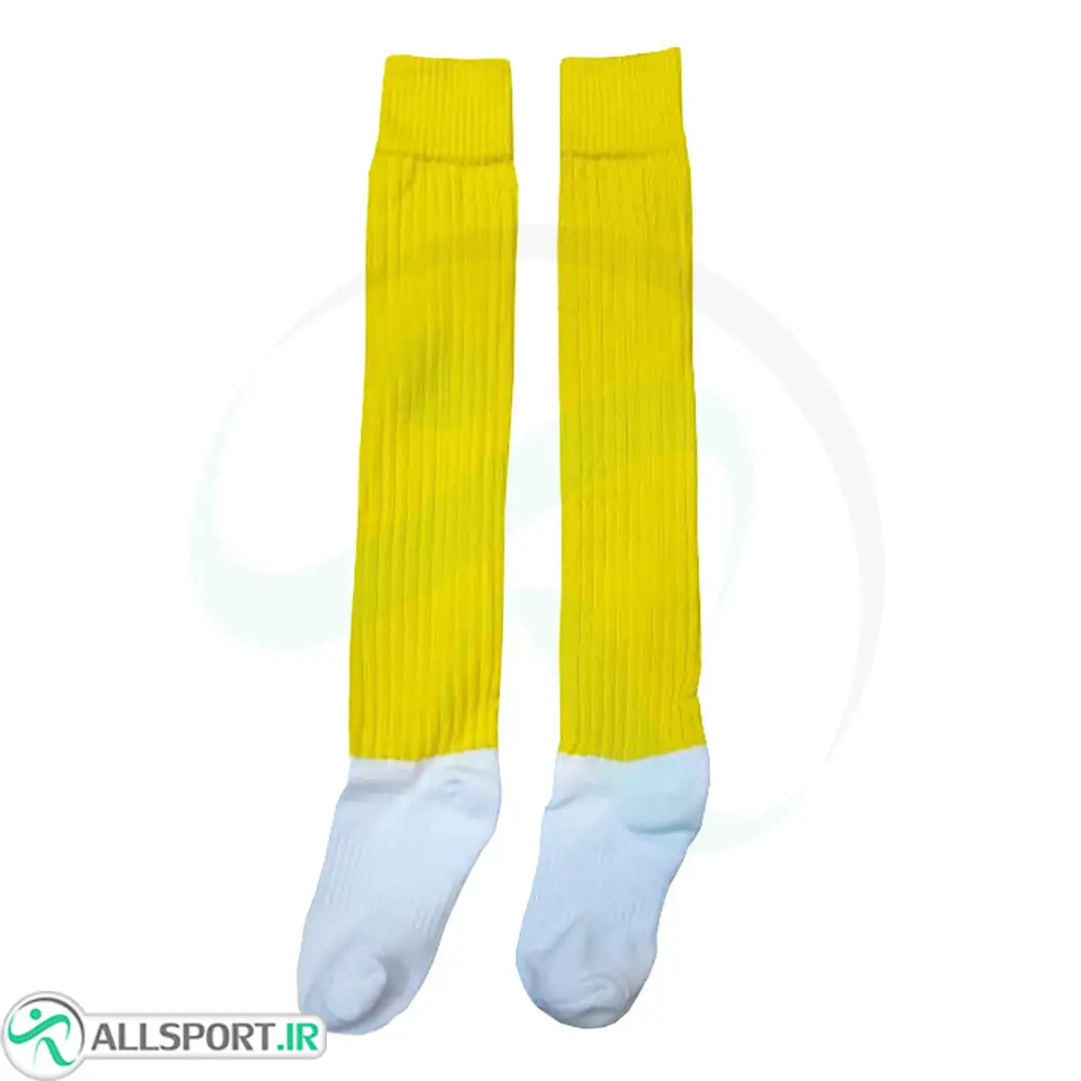 picture جوراب ورزشی ساق بلند بچه گانه زرد سفید طرح اصلی