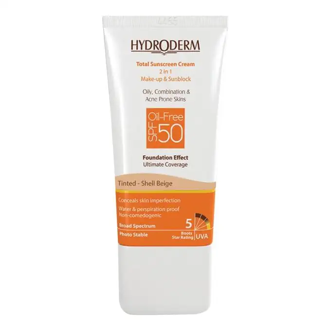 picture کرم ضد آفتاب هیدرودرم با کد 1308020155 ( Hydroderm Total Sunscreen Cream Oil Free Spf 50 Tinted Shell Beige )