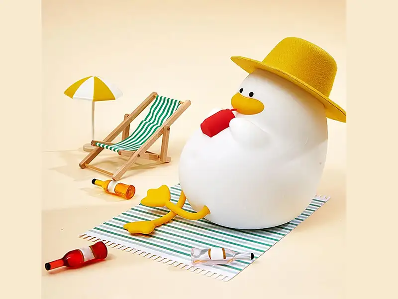 picture چراغ خواب رومیزی فانتزی سیلیکونی شارژی Silicone LED Duck Night Light Holiday Creative Bedroom XR-MM-L2206