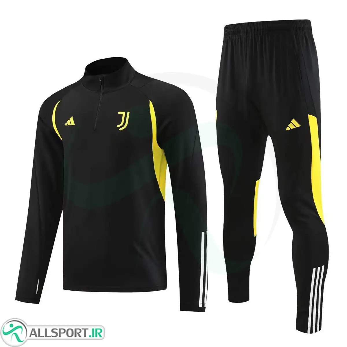 picture ست نیم زیپ شلوار یوونتوس  Juventus Tracksuit 2023-24 Black Yellow