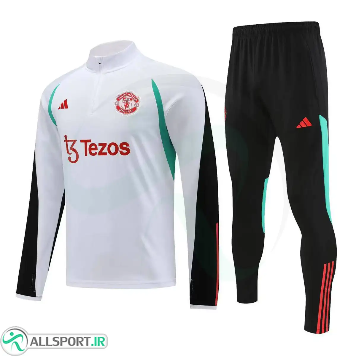 picture ست نیم زیپ شلوار منچستریونایتد  Manchester United Tracksuit 2023-24 Black White