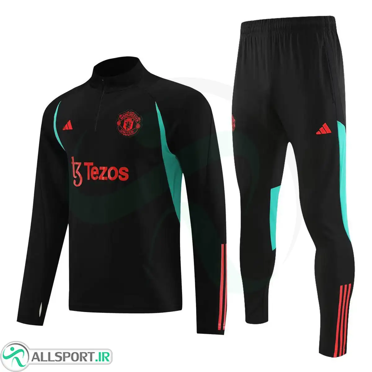 picture ست نیم زیپ شلوار منچستریونایتد  Manchester United Tracksuit 2023-24 Black